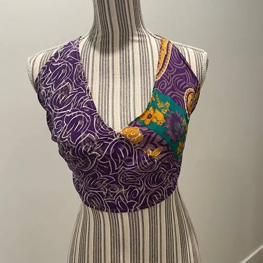 top Silk V-Neck Halter Top Etsy - Seller $23.5