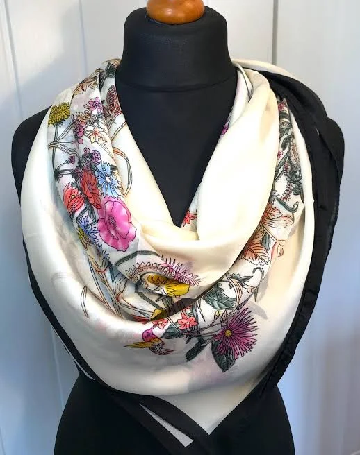 accessory Silk Wild Flowers Scarf Etsy - Seller $33.26