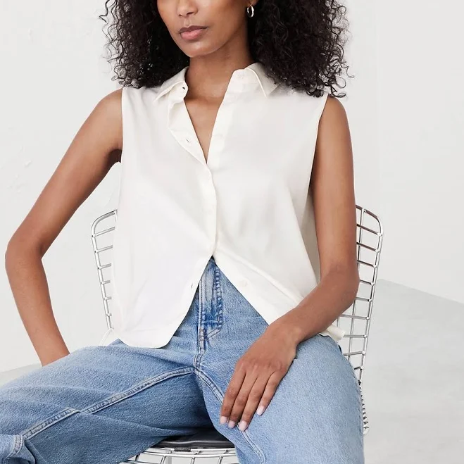 top Silky Collared Top Banana Republic Factory $30