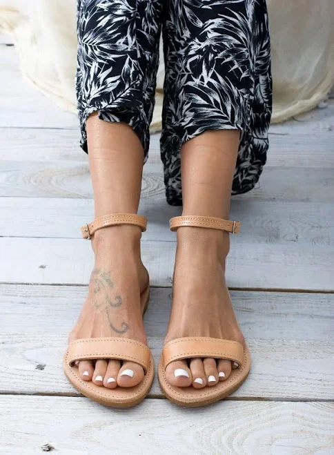 shoes Sleek Fit Leather Ankle Strap Sandals Etsy - GreekLeatherLab $57.54