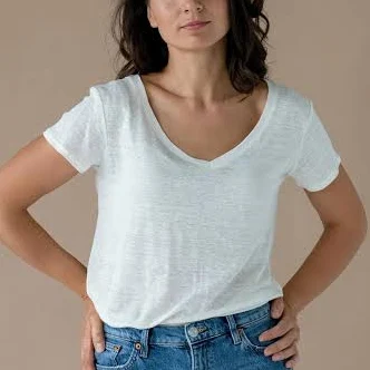 top Solen Mara Women's Classics Linen Jersey V-Neck Short Sleeve Tee Top Solen Mara $42