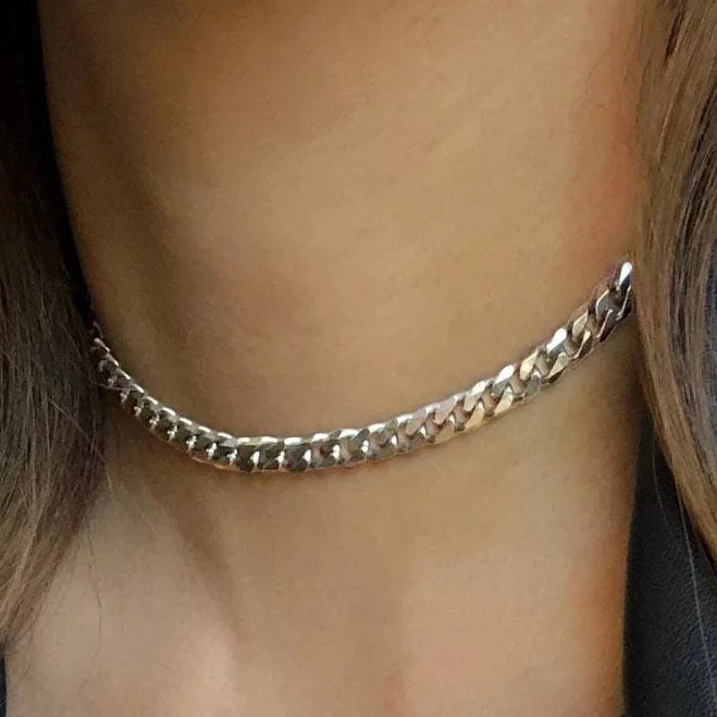 accessory Stainless Steel Waterproof Curb Chain Choker Necklace Etsy - ShopSaintStellar $20.99