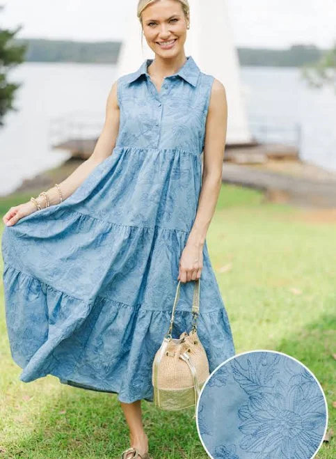 dress Stay for The Day Embroidered Midi Dress The Mint Julep Boutique $86