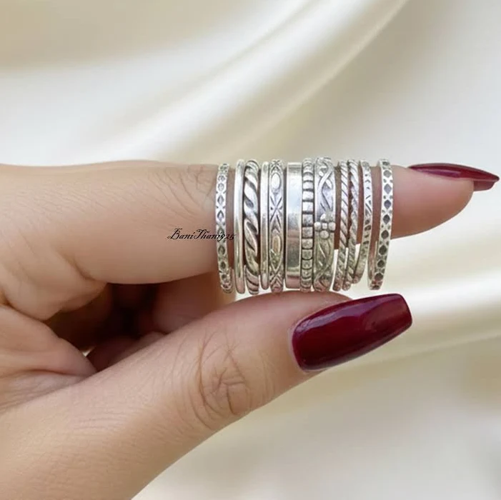 accessory Sterling Silver Handmade Stacking Ring Set Etsy - BaniThani925 $16.5