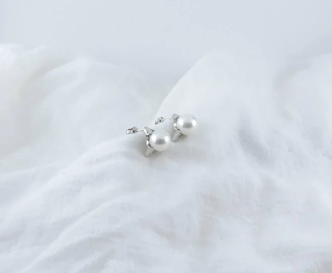 accessory Sterling Silver Minimalist Pearl Stud Earrings Etsy - SeasideAveCo $24.98