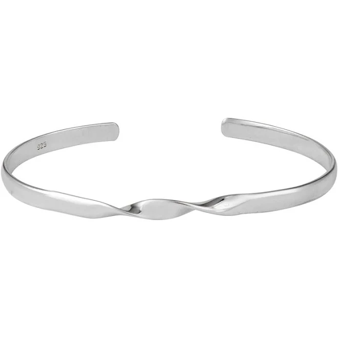 accessory Sterling Silver Minimalist Twist Bangle Bracelet 925silverly.com $86.71