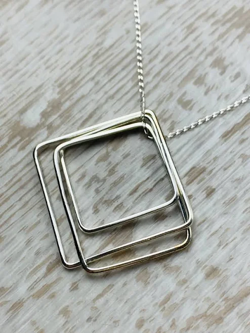 accessory Sterling Silver Triple Geometric Pendant Necklace Etsy - IvyStoneCreative $62.13