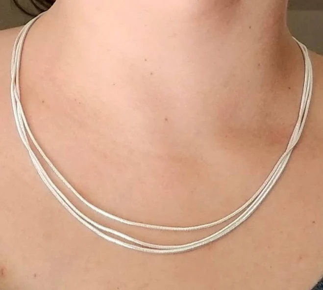 accessory Sterling Silver Triple Strand Chunky Snake Chain Necklace Etsy - SimplyChicByAngela $48.95