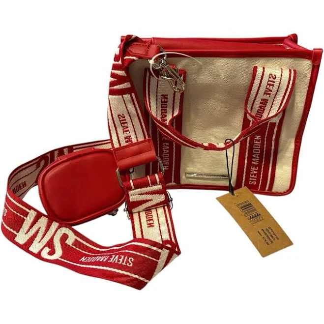 bag Steve Madden BVERDEEN Multi Mini Canvas Crossbody Tote Bag Red White NWT eBay - brooksielane $32
