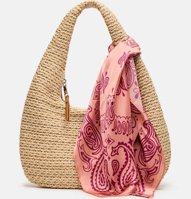 bag Steve Madden Women's Daena Straw Hobo Bag with Scarf Steve Madden $68.97