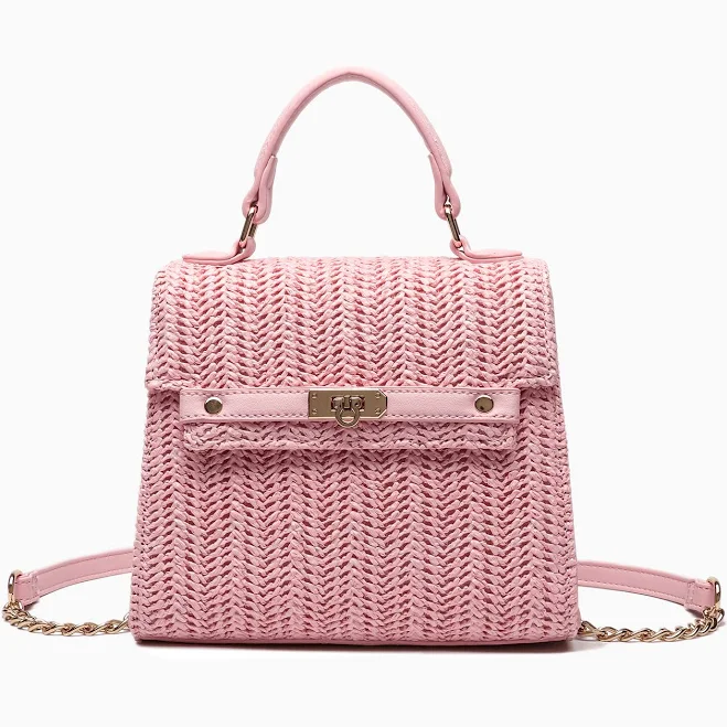 bag Straw Crossbody Bag with Vegan Leather Detail Like Dreams $54