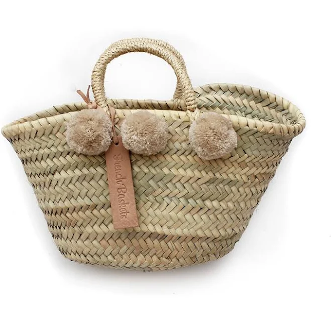 bag Straw Mini Bag with Pom Pom French Baskets $48