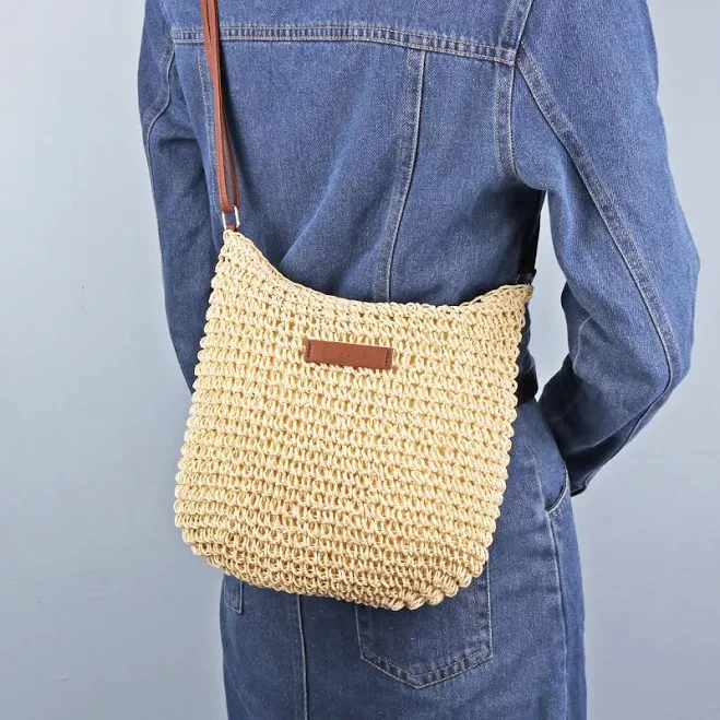 bag Straw Woven Boho Shoulder Bag Etsy - Seller $12.29