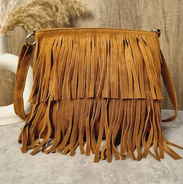 bag Suede Leather Fringe Crossbody Bag Etsy - Seller $46.94