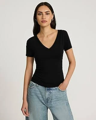 top Supersoft Women's Fitted V-Neck Double Layer Tee Express $25.5