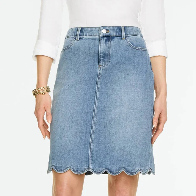 skirt Talbots Women's Scallop Hem Denim A-Line Skirt Talbots $69.65