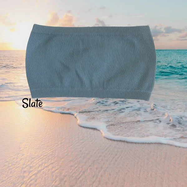 top Thick Ribbed Bandeau Outfitted Threadz $5