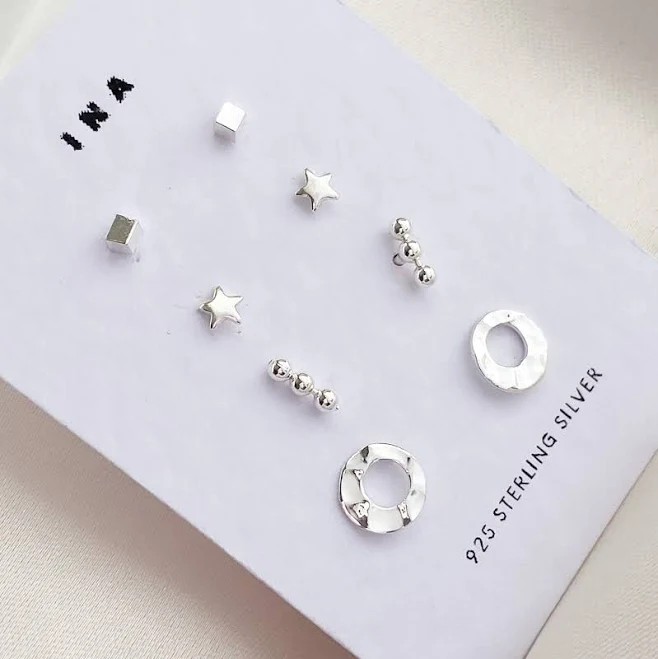 accessory Tiny Sterling Silver Stud Earring Set Etsy - Seller $42.43