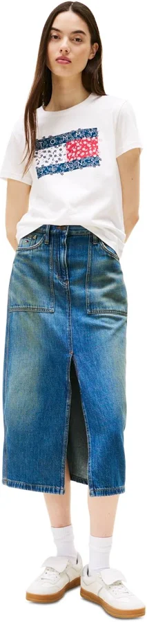 denim skirt Tommy Hilfiger Women's Claire Cotton Front-Slit Denim Midi Skirt Macy's $31.73