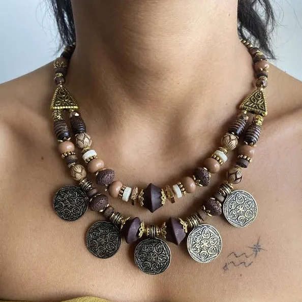 accessory Turkish Boho Bronze Coin Statement Necklace Etsy - Seller $24