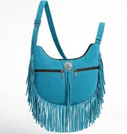 bag Turquoise Suede Fringe Crossbody Bag &ndash; Boho Western Festival Purse with Zipper Pockets & Adjustable Strap Etsy $70