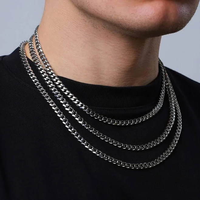 accessory Twistedpendant Men's Silver Cuban Chain Necklace Etsy - Twistedpendant $21.57