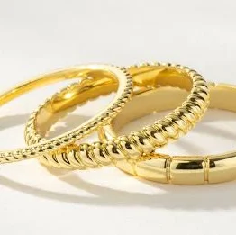 accessory Uncommon James Vortex Textured Gold Stack Set of 3 Uncommon James $55
