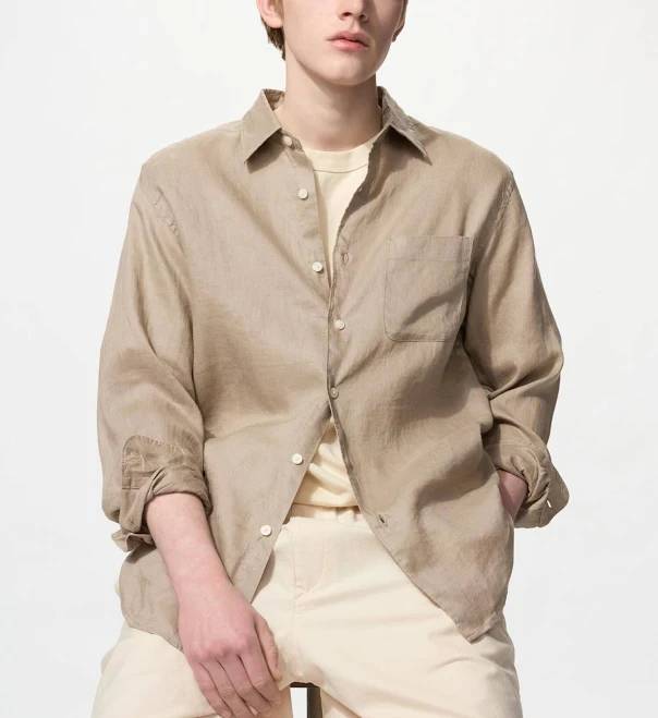 top UNIQLO Men's Premium Linen Shirt uniqlo.com/us $49.9