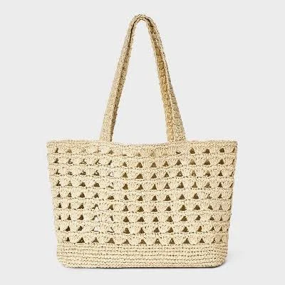 bag Universal Thread Straw Scallop Woven Tote Handbag Target $35