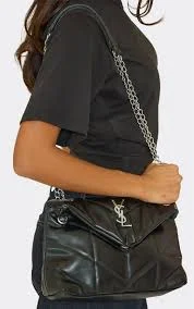 bag Vanellope Silver Logo Detail Chain Strap Quilted Bag In Black Faux Leather egoshoes.com $56