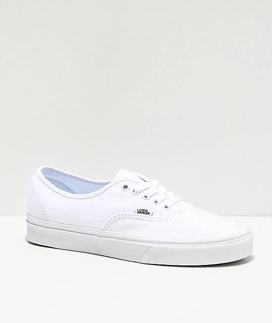 shoes Vans Authentic White Canvas Skate Shoes Zumiez $59.95