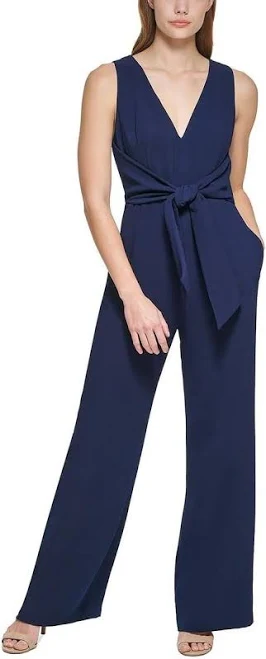 jumpsuit Vince Camuto-V-neck Tie-Waist Jumpsuit eBay - claritylifestlye $39.99
