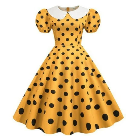 dress Vintage 50s Retro Flared Polka Dot Cocktail Dress Walmart - F W Clothing $13.98