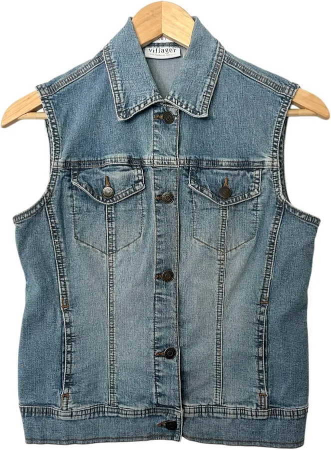 denim Vintage Y2K Softened Denim Button Vest ThreeDays-AWeek $38