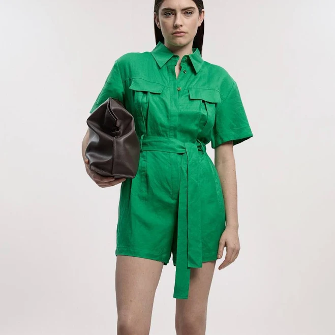 romper Viscose Linen Woven Belted Playsuit Karen Millen USA $159.2