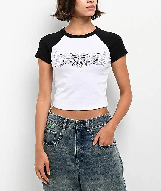 top Vitriol Forsaken Black & White Raglan Crop T-Shirt Zumiez $24.95