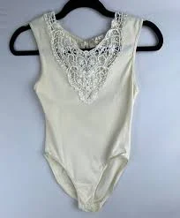 bodysuit VTG Victoria's Secret Women XS Cream Bodysuit Crochet Lace Trim Coquette Cottage eBay $25