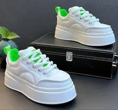 shoes White Chunky Platform Sneakers – White with Neon Green Accents boldmann.com $27.55