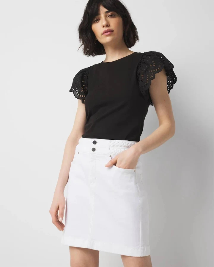 denim mini skirt White House Black Market Women's Braided Waist Denim A-Line Miniskirt White House Black Market $49.49