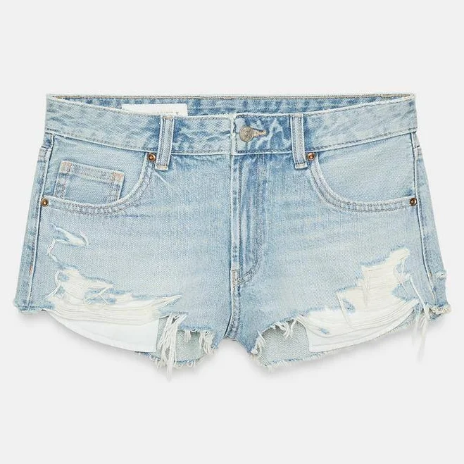 shorts Woman Zara Ripped Mid-Rise Trf Denim Shorts Zara USA $45.9