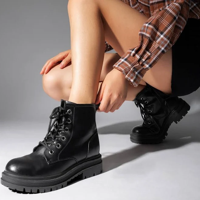 shoes Women Lace Up Faux Leather Military Combat Boots Classic Side Zipper eBay - dreampairs.officialstore $27.19