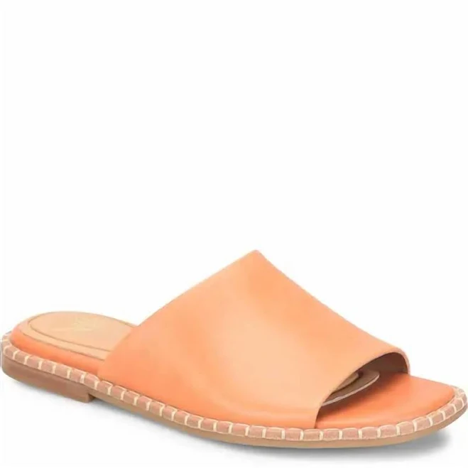 shoes Women Noble Ii Flat Leather Slide In Sunset Orange ShopSimon $59.8