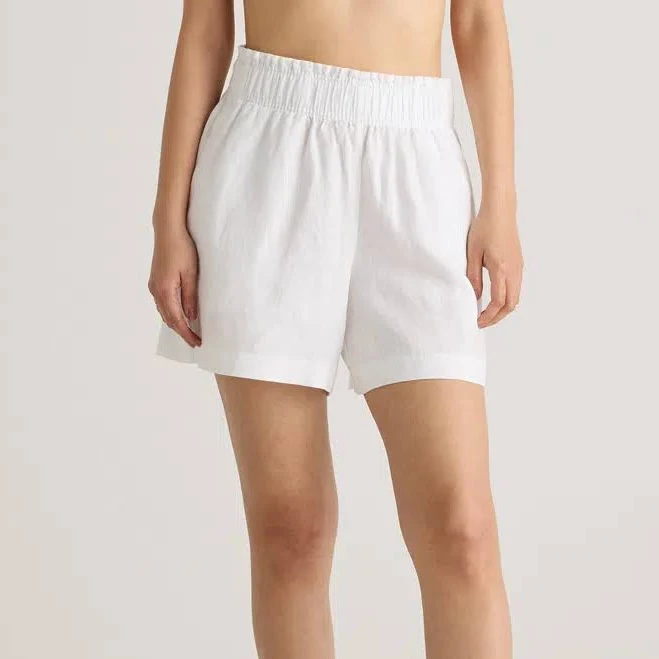 shorts Women's 100% European Linen High Waisted Shorts In White ModeSens $32
