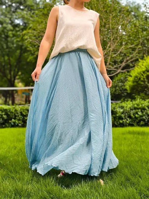 skirt Women's Boho Elastic Waist Flowy Cotton Maxi Skirt Etsy - Seller $27.81