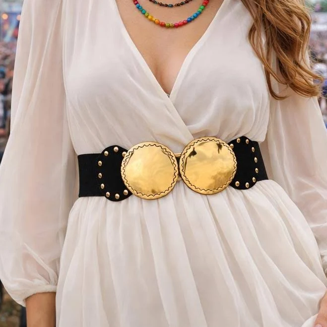 belt Women's Boho Western Elastic Waist Belt with Gold Buckle Etsy - Seller $19.99