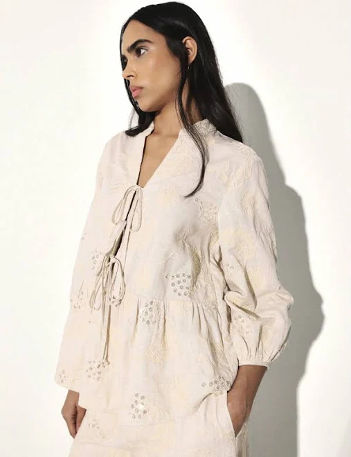 blouses Women's Embroidered Peasant Blouse with Tie Front missguided $19.34