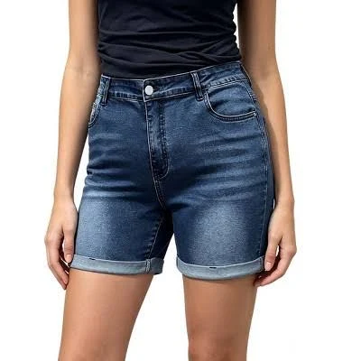 shorts Women's High-Waist Cuffed Hem Denim Shorts with Pockets Target $42.99