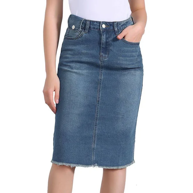 skirt Women's High Waist Midi Denim Skirt with Back Vent Kohl's $38.99