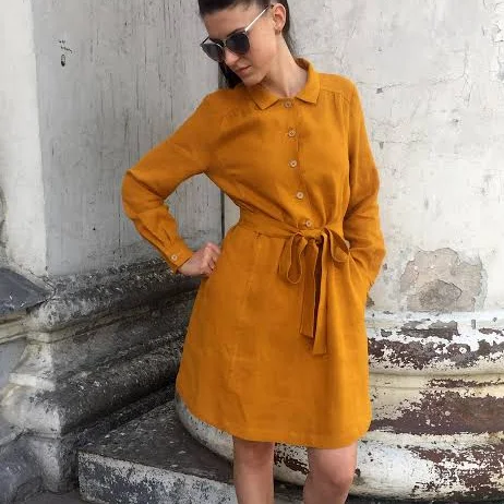 dress Women's Linen Long Sleeve Shirtdress with Belt Etsy - MaTuTuLinenStyle $120.67