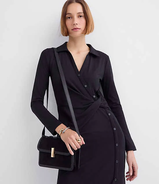 midi dress Women's Loft Striped Button Twist Midi Dress LOFT $34.99